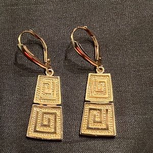 14k yellow 585 gold dangle Greek key earrings 6 grams
